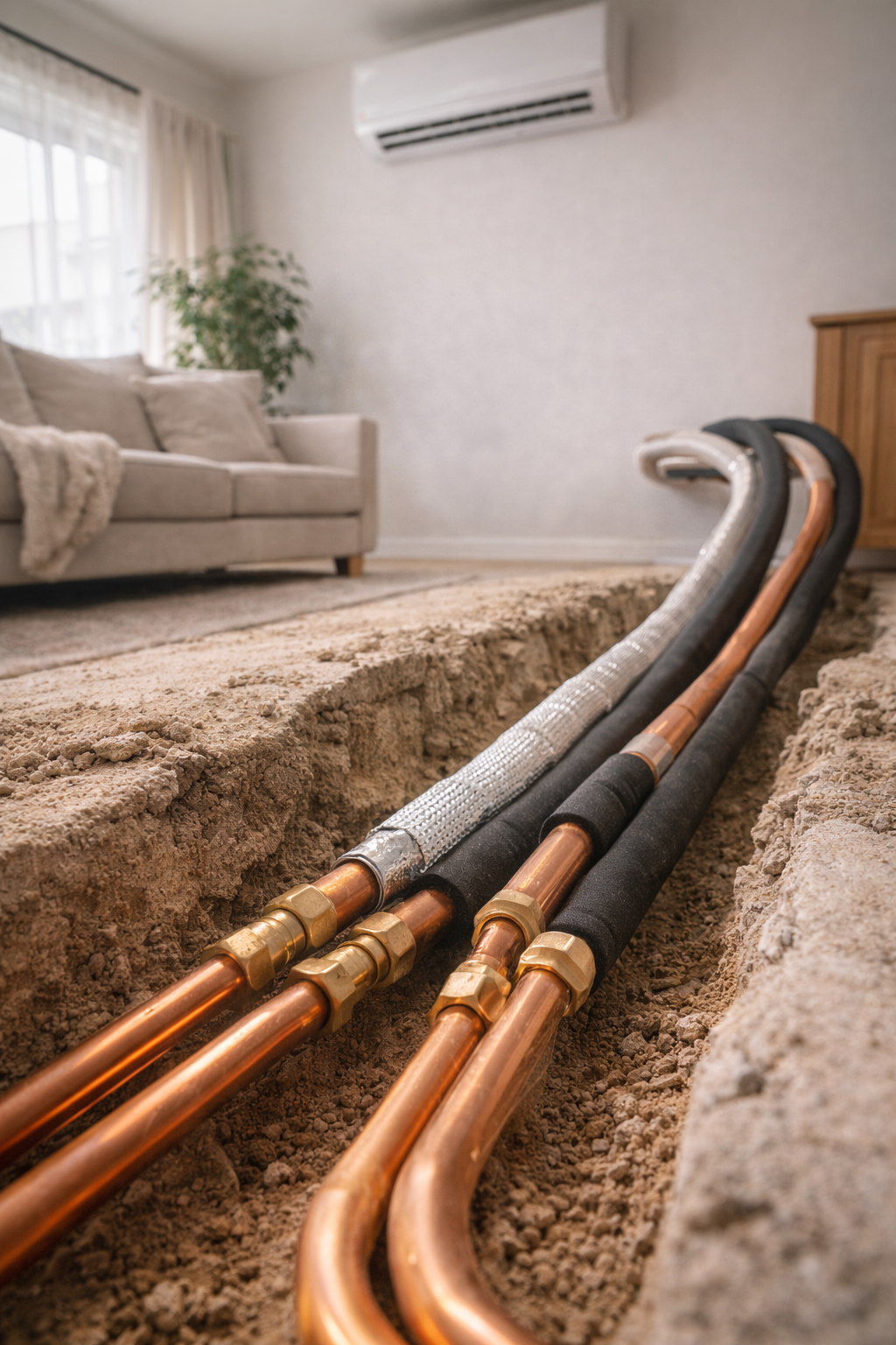 Underground AC Copper Piping and Concealed Fitting in Gurugram Haryana
